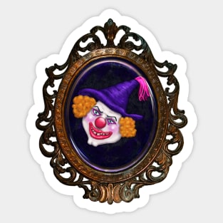 Zilko Creepy Clown in Copper Gothic Frame Sticker